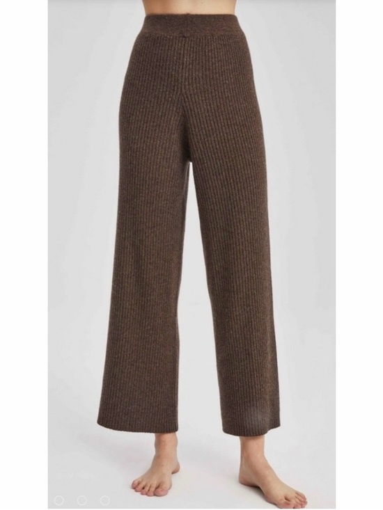 Nap Pants - Nap Loungewear Cashmere Rib Knit Leisure Bottoms Dark Brownie Pants Size M